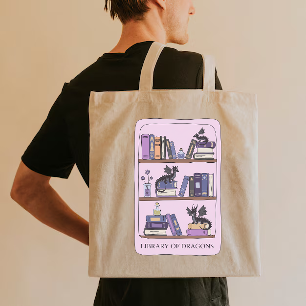 Library Of Dragons Tote Bag